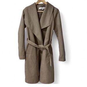Women's Taupe Wrap Coat with Belt